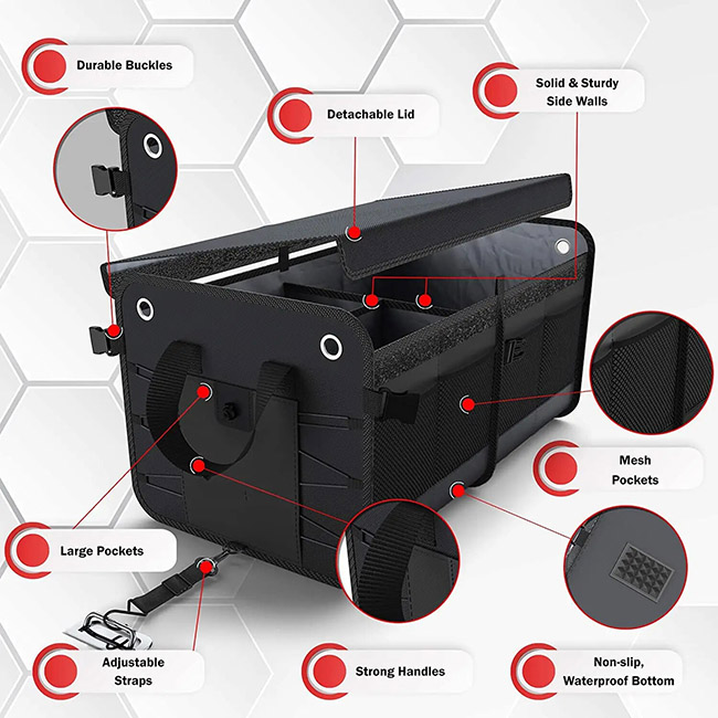 Foldable car boot storage bag V7420